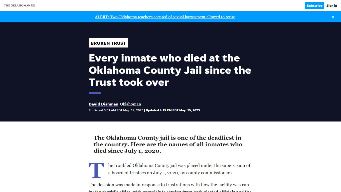 Oklahoma County Jail inmates who died under the Trust since 2020