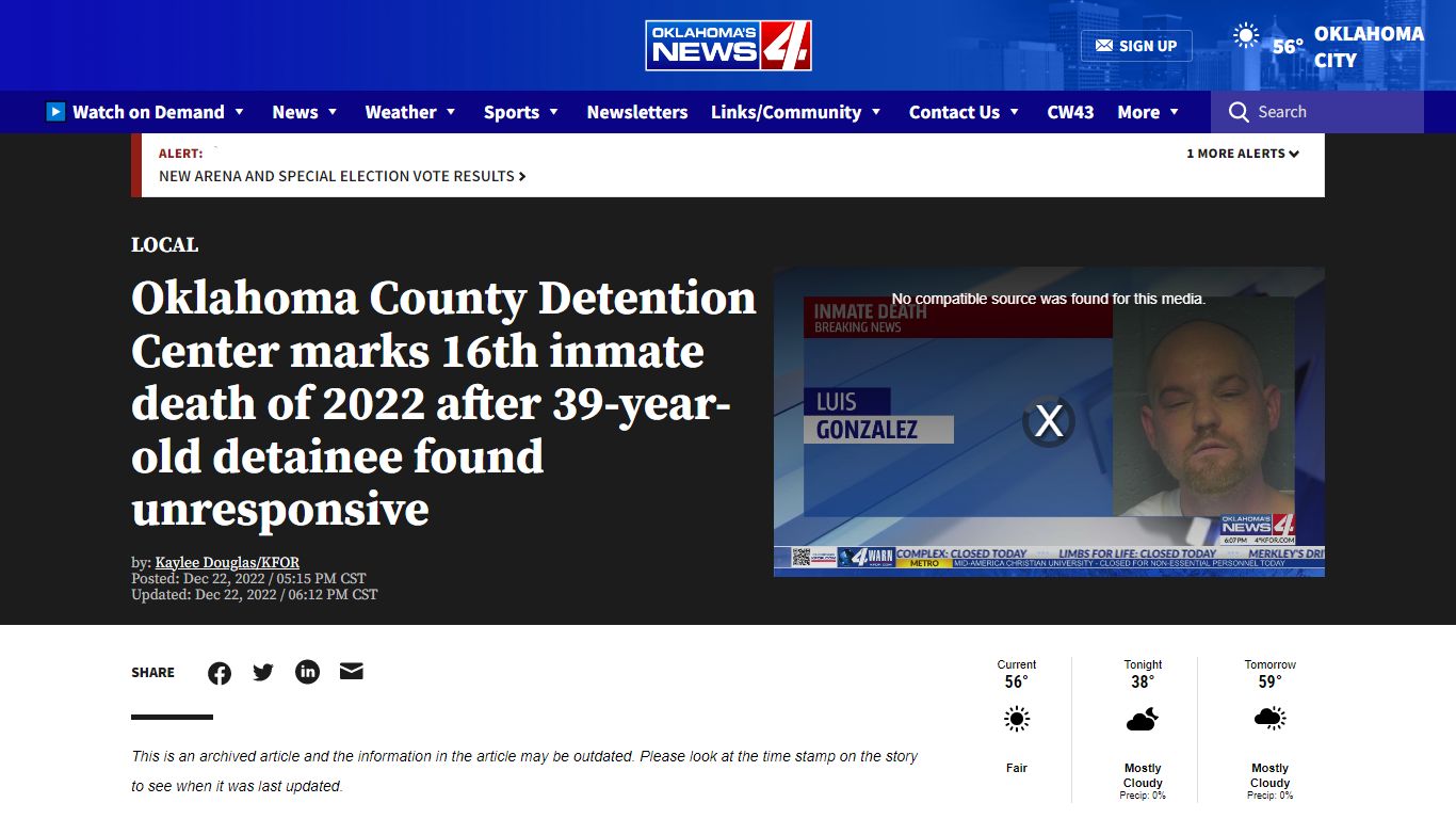 Oklahoma Co. Jail marks 16th inmate death of 2022 - KFOR.com